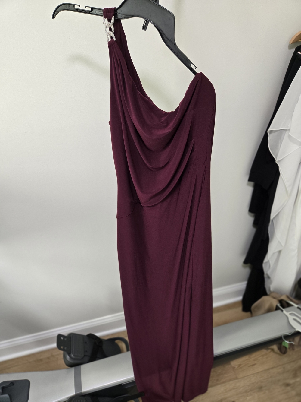 Ralph Lauren One-Shoulder Draped Wine Dress